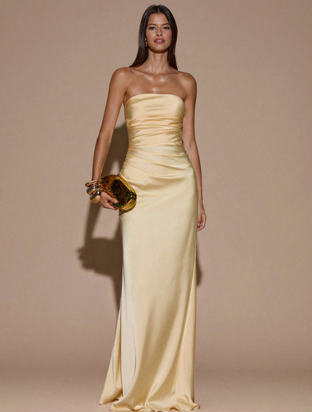 Cream Yellow Strapless Backless Dress - Sun-Kissed. Sculpted. Sensational.