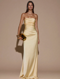 Cream Yellow Strapless Backless Dress - Sun-Kissed. Sculpted. Sensational.