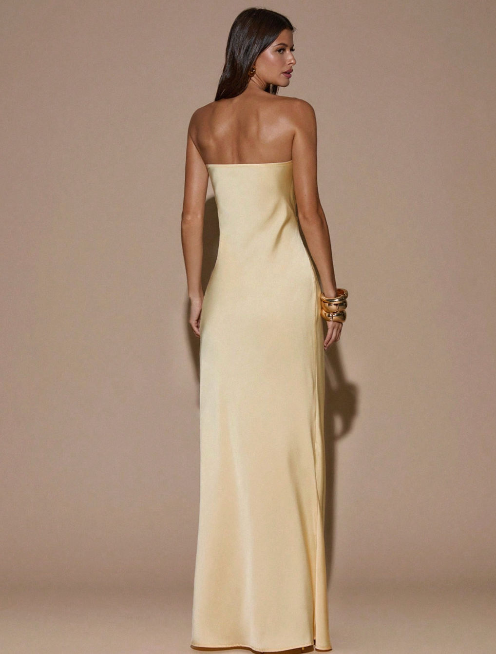 Cream Yellow Strapless Backless Dress - Sun-Kissed. Sculpted. Sensational.